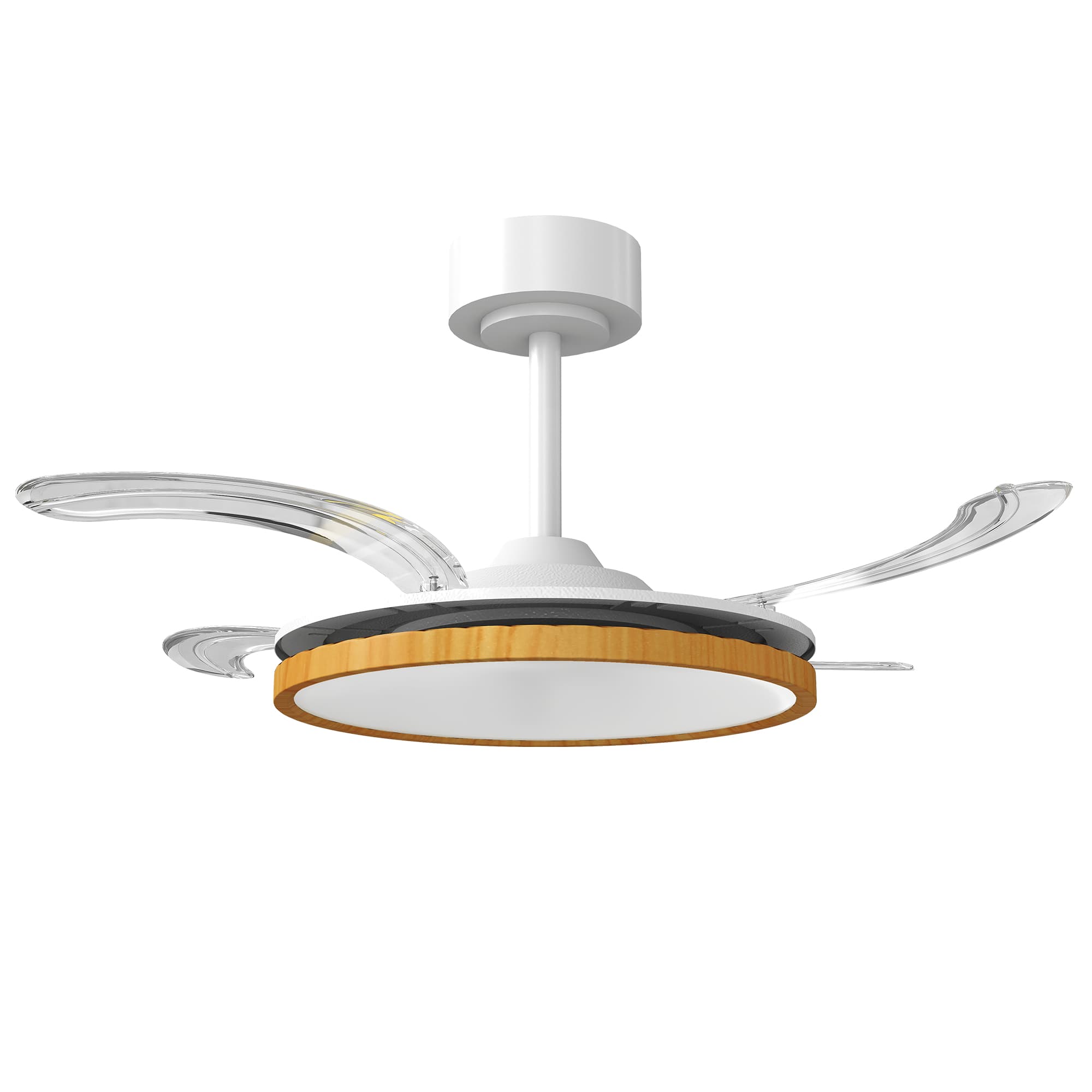 HOMCOM Ventilator de tavan cu lumină LED 80 W motor DC reversibil telecomandă 6 viteze temporizator Ø95 cm lemn natural | Aosom Romania