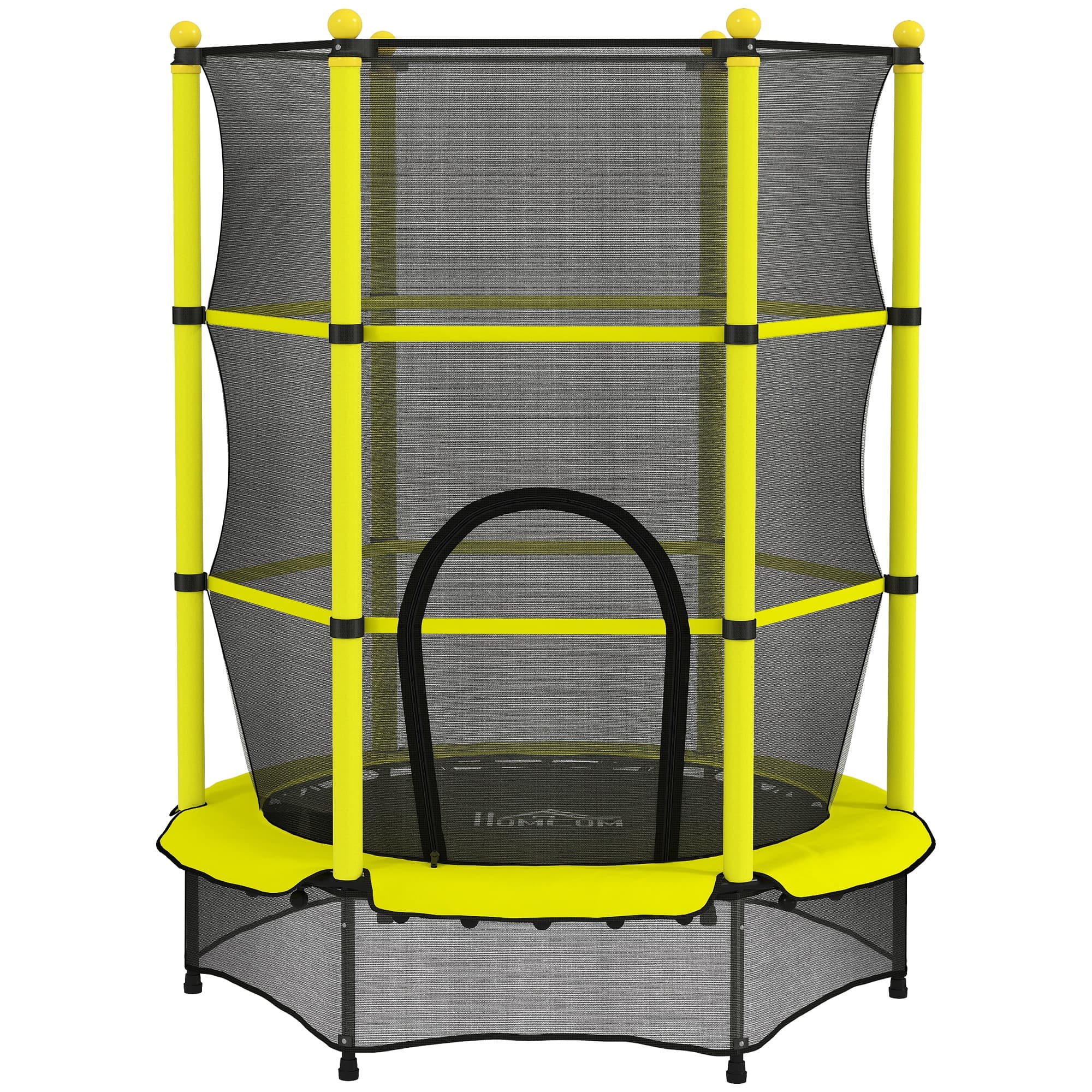 HOMCOM Trambulină Ø140 cm pentru copii 3-10 ani cu plasă de siguranță, capacitate 50 kg, interior/exterior, galben | Aosom Romania