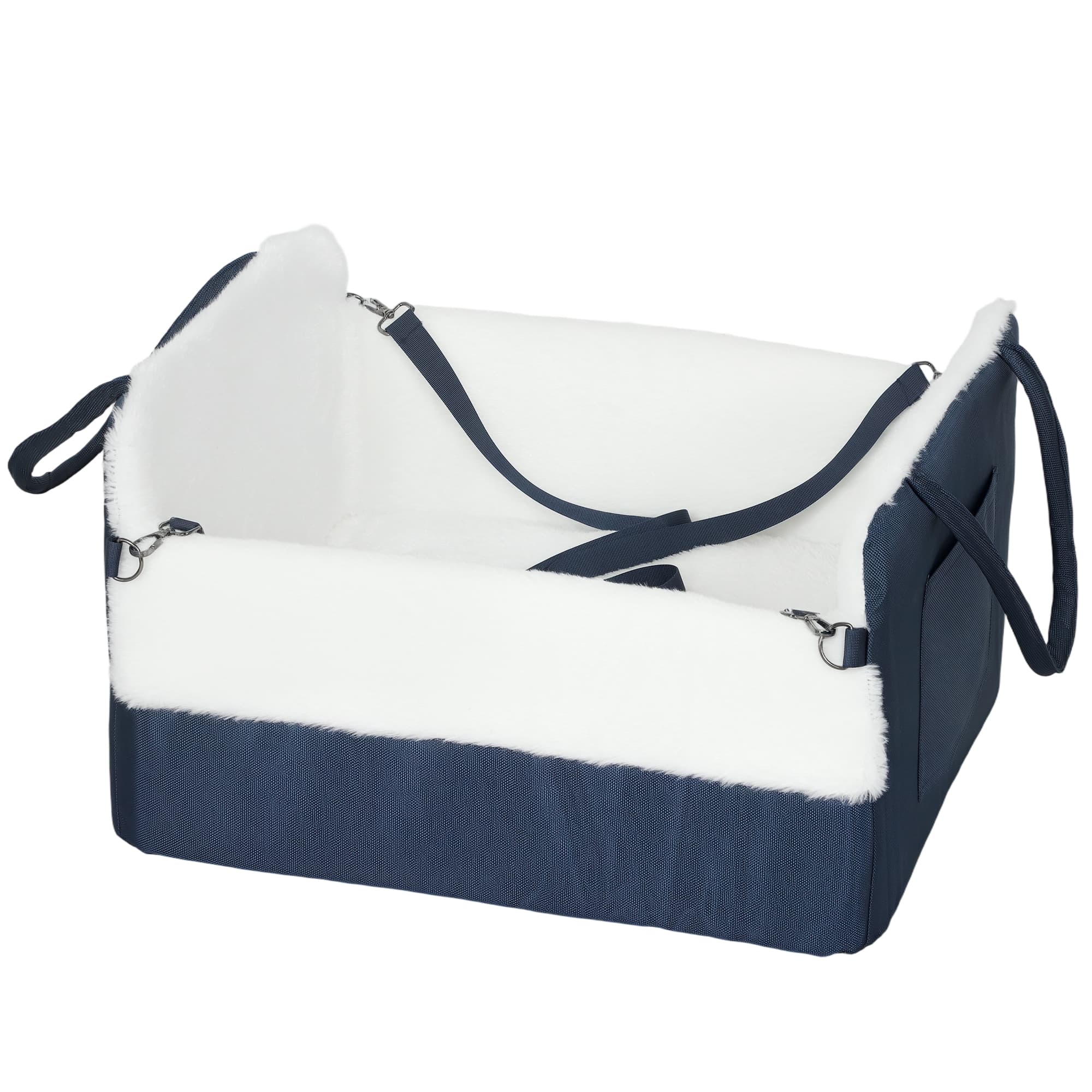 PawHut Scaun auto pentru câine cu centură de siguranță și fixare, scaun de mașină pentru câini 55 x 46 x 32 cm bleumarin | Aosom Romania
