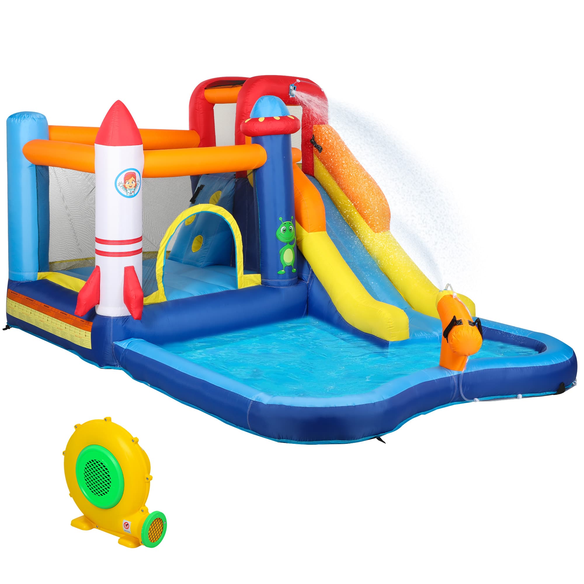 AIYAPLAY Castel Gonflabil Parc Acvatic 5-în-1, 360x250x195cm, Multicolor | Aosom Romania