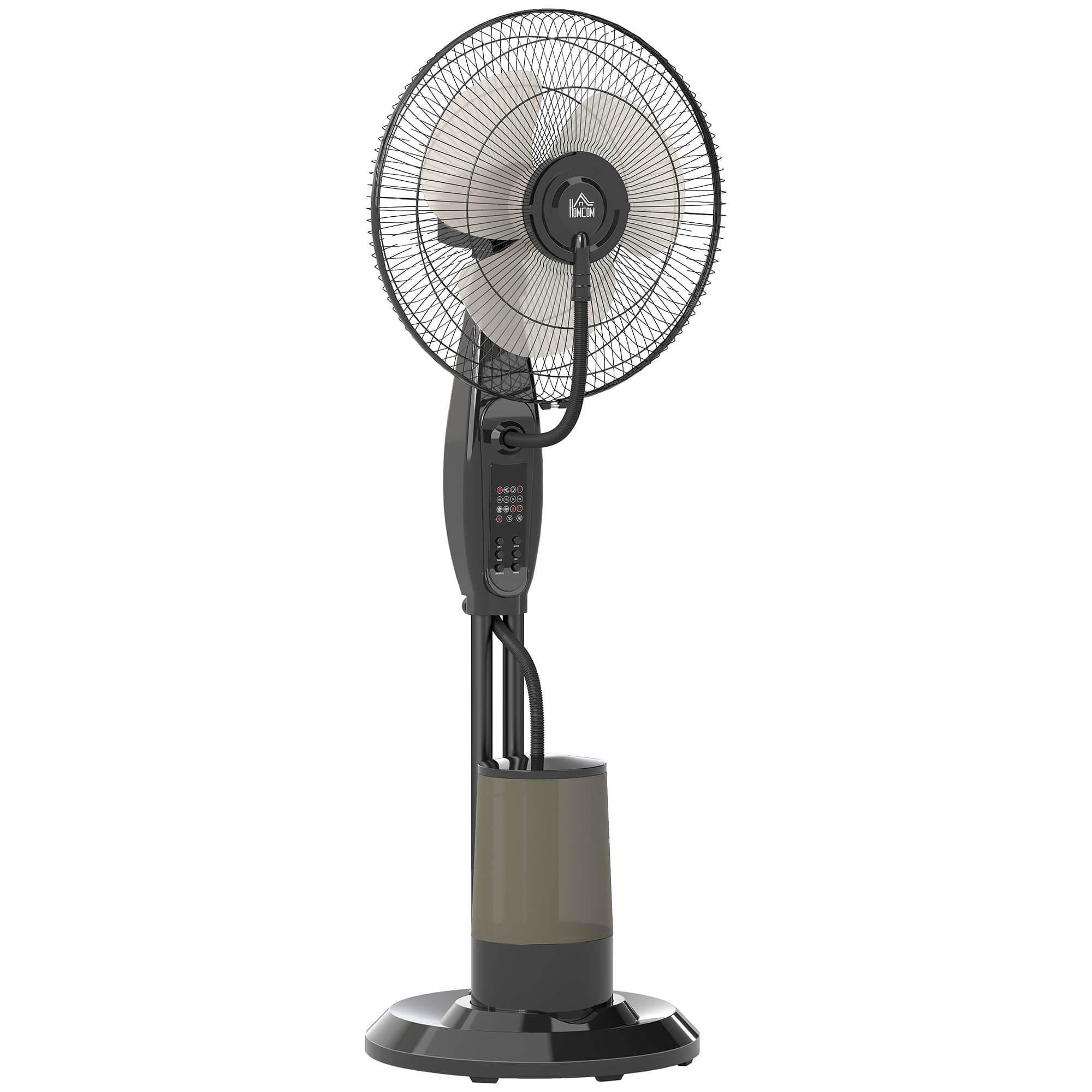 HOMCOM Ventilator cu Nebulizator și Rezervor 3,2L, 3 Moduri și 3 Viteze, Ventilator cu Oscilație 70°, Înclinare 10°, Temporizator 7,5h,