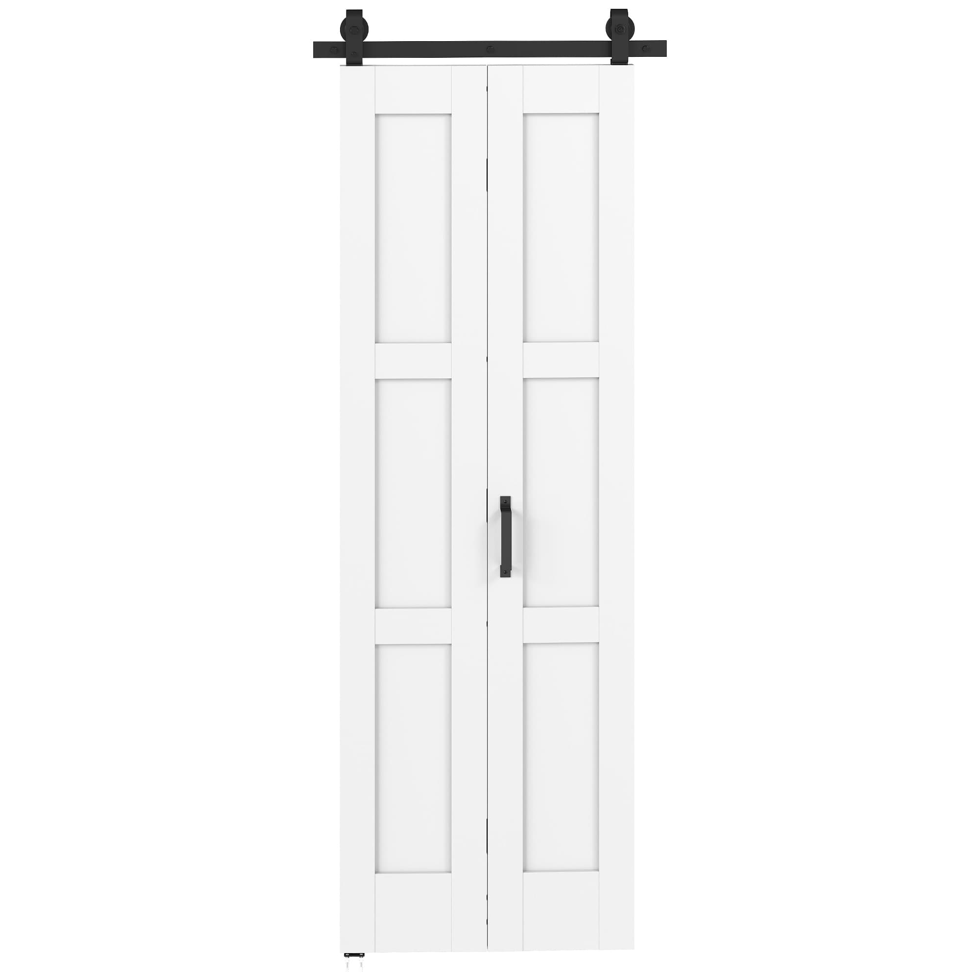 HOMCOM Ușă Culisantă Pliabilă pentru Interior 71.2x213.4cm, Șină Silențioasă din Oțel, Mâner, Ghidaj, Role, Ușă de Interior Rustică, din