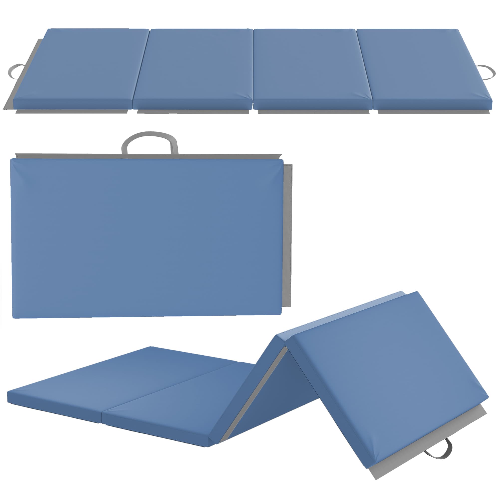 HOMCOM Covoraș de Gimnastică Pliabil, Saltea Fitness Grosime 5 cm Antiderapantă, 180 x 80 x 5 cm, Albastru Deschis | Aosom Romania