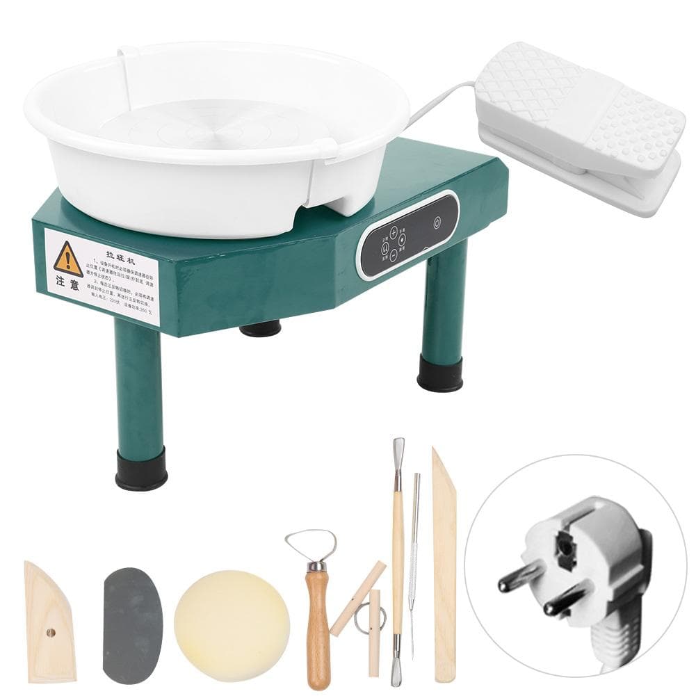 Mașină ceramică de uz casnic cu afișaj LCD, roată de olărit pentru copii, instrumente de olărit DIY pentru copii, 250W, ștecher UE