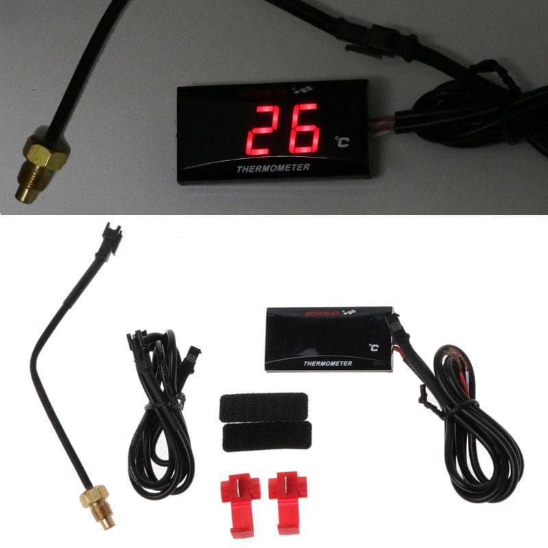 Termometru digital LCD universal pentru motocicletă Instrument de măsurare a temperaturii apei pentru scuterul de curse KOSO Yamaha roșu