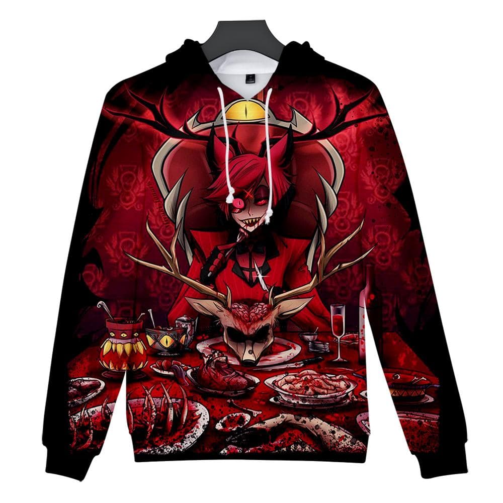 Bărbați, femei, fleece, cu glugă, Hazbin Hotel, imprimat, primăvară, toamnă, pulover, hanorac la modă, ocazional, hip hop, trening pentru