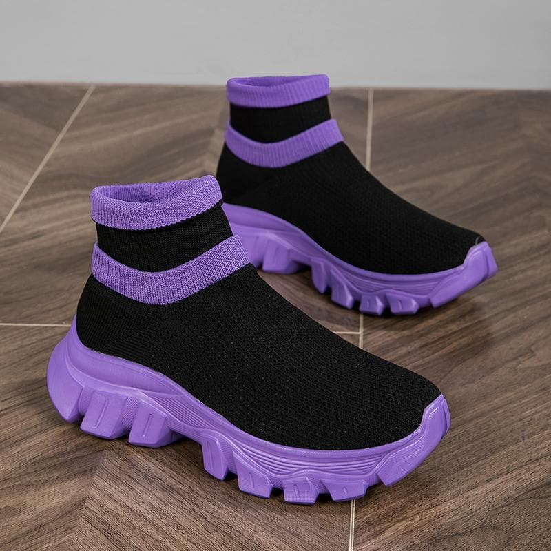 Pantofi de sport unisex, șosete elastice înalte respirabile, fund gros, pantofi sport pentru femei cm alb