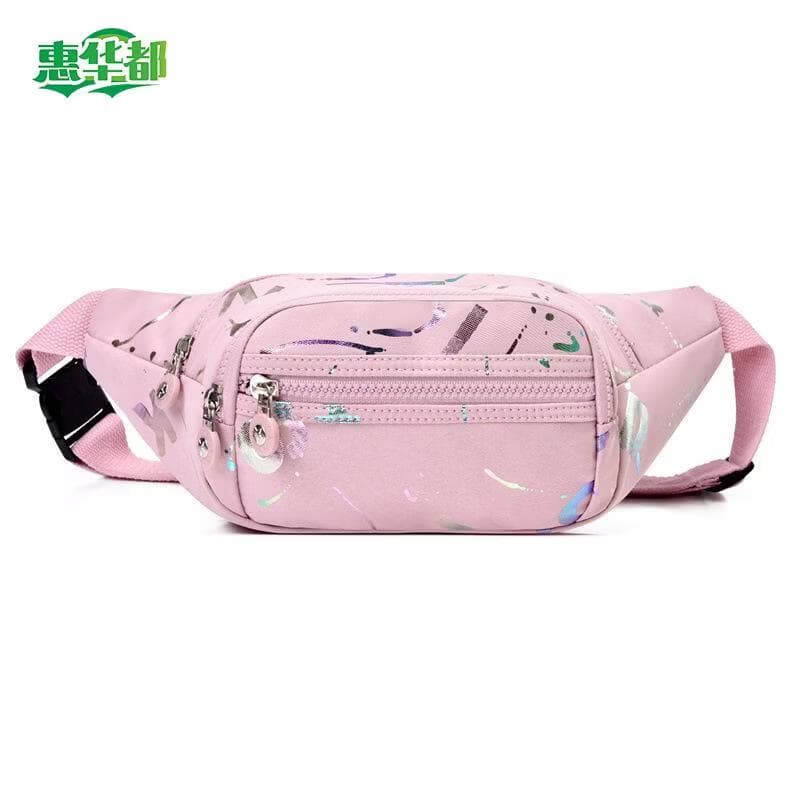 HUIHUADU Graffiti Print Waterproof Waist Bag culoare roz