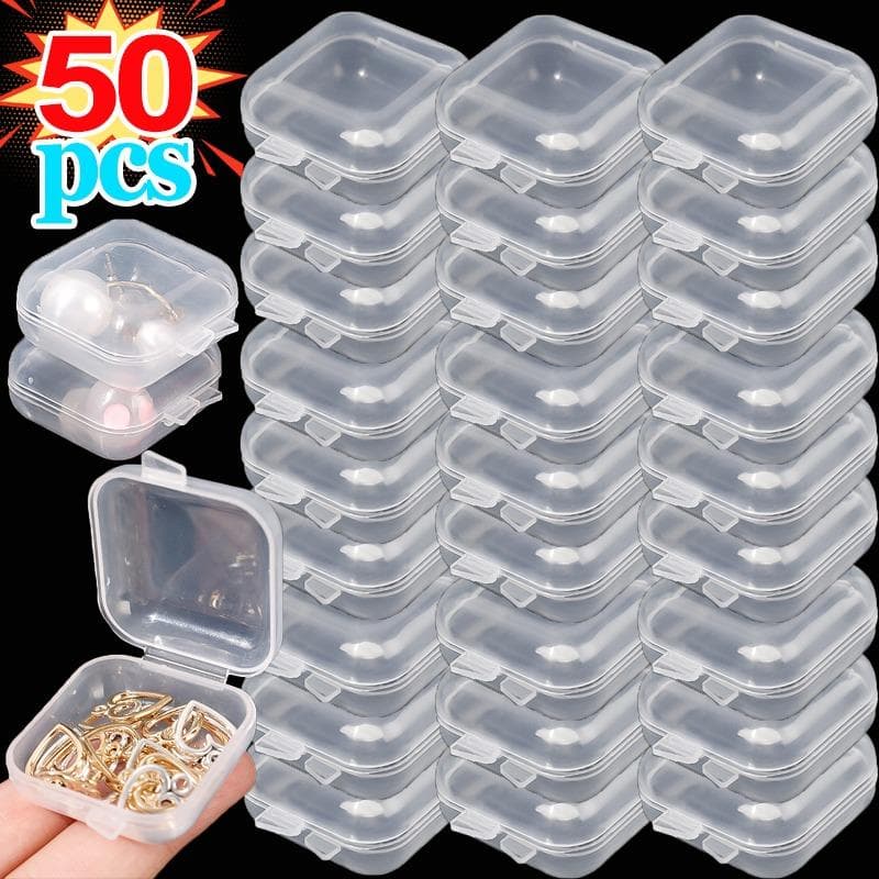 5-50 buc./lot mini cutie pătrată de depozitare capac cu clapetă din plastic transparent, carcasă mică, bijuterii pentru pastile, cutii pentru