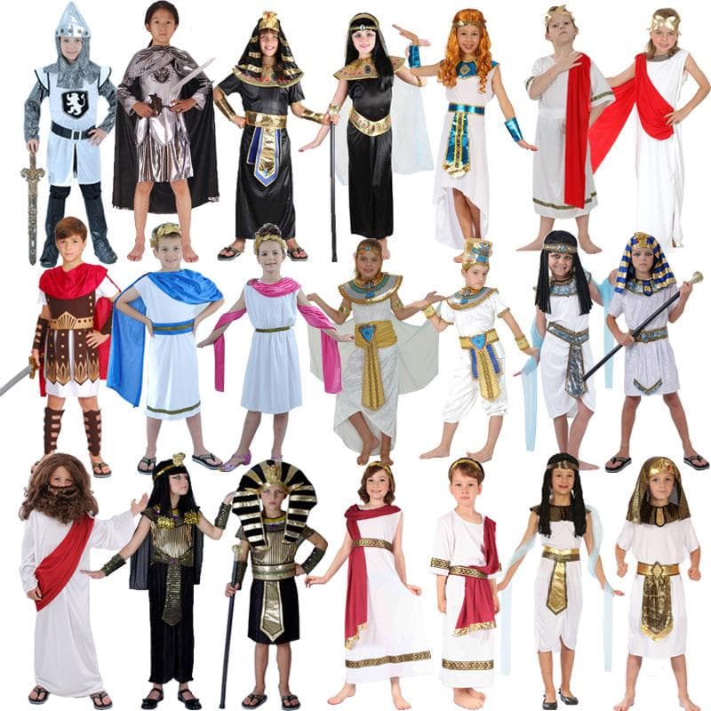 Costum de războinic egiptean și grec pentru copii: Faraon, Cleopatra, Prinț, Prințesă, Ținută a Zeiței Romane cm