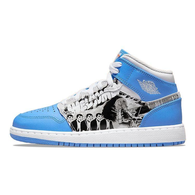 Pantofi sport pentru copii Air Jordan 1 Mid GS Game Winner alb Starfish University-Albastru DR6492-100 cm