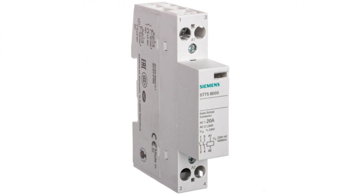 Modular contactor 20A 2Z coil 230V AC SENTRON 5TT5800-0