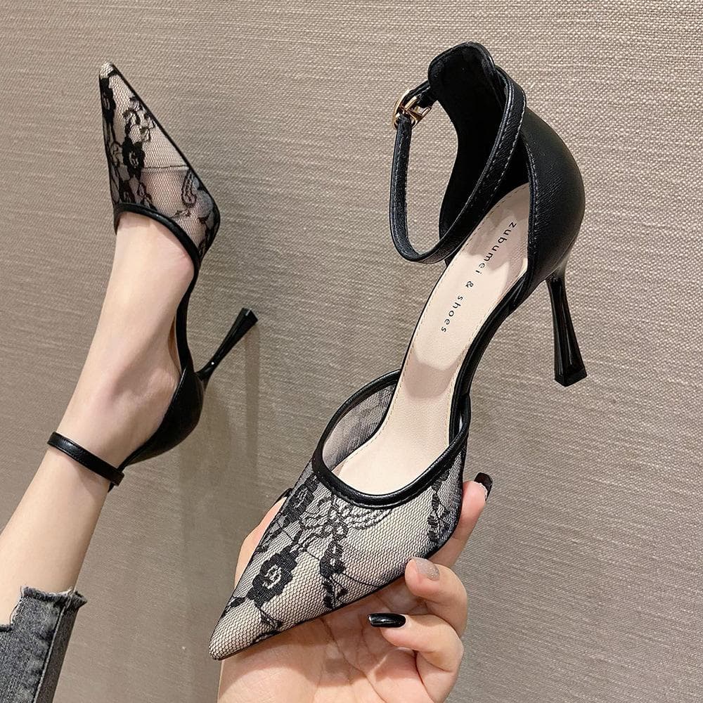Versiunea coreeană a sandalelor sexy cu toc super înalt, cu cataramă franceză, pantofi cu toc înalt, sandale stiletto Baotou pentru femei cm