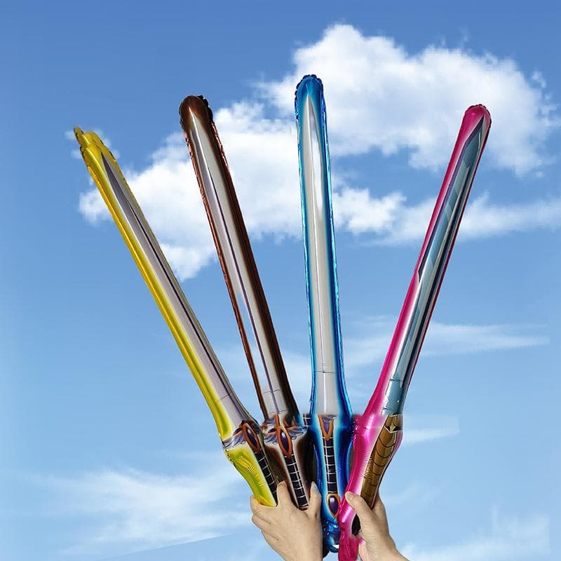 10 Bucăți Sabie Gonflabilă Balon Folie Aluminiu Joc de Grădină Jocuri în Aer Liber Sabie Recuzită Jucărie pentru Copii Decor de Petrecere