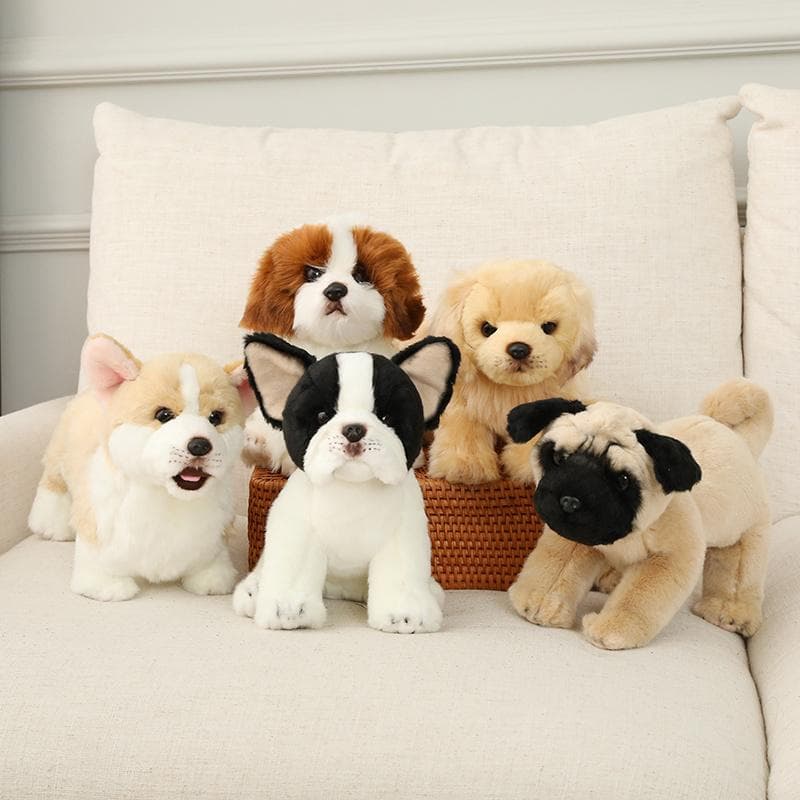 Păpușă Bulldog Francez Cățeluș Umplut Lup Câine Mastiff Tibetan Jucărie de pluș Drăguț Simulare Corgi Golden Retriever Păpuși Cadouri de