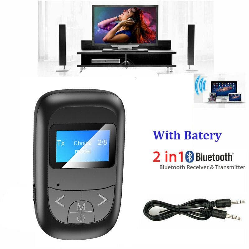 Adaptor Bluetooth 5.0 Nou Ecran LCD Afișaj Receptor Transmițător Bluetooth Două în Unu Apel Hands-Free negru