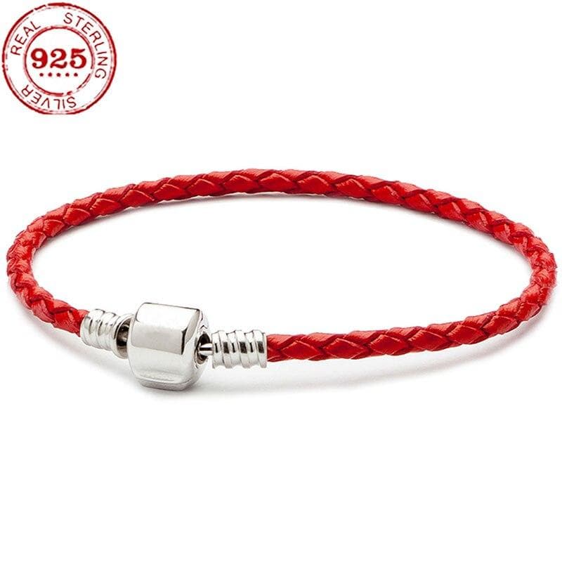 Brățară din frânghie din piele de 3 mm, cu o singură buclă, cu închizătoare de argint, brelocuri, brățară din piele originală, bijuterii,
