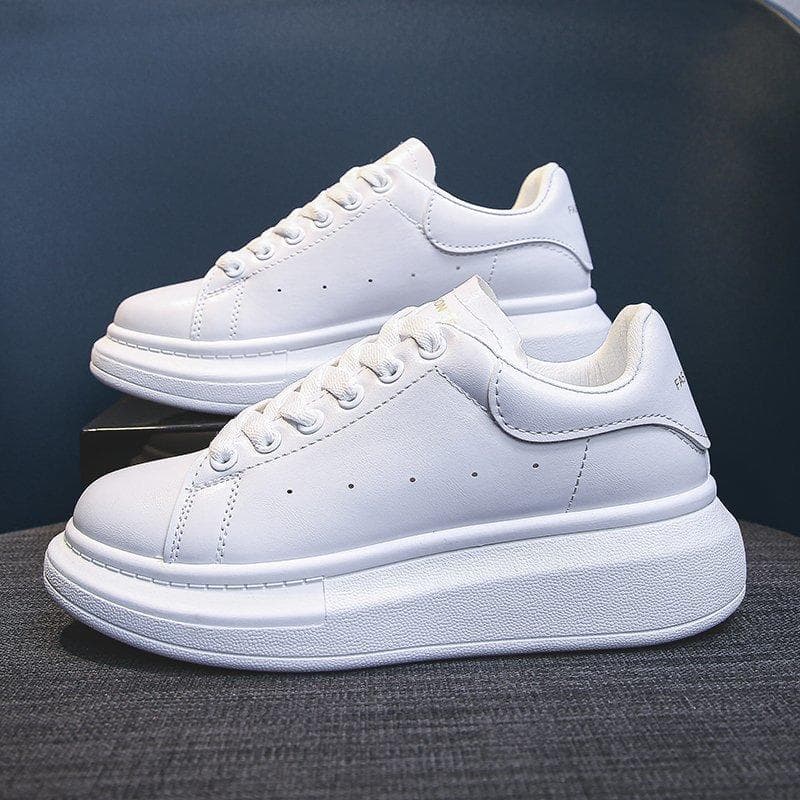 Pantofi de damă din piele, alb, ocazional, vulcanizat, comozi, sport, mers, alergare, pantofi cu platformă, D241 cm