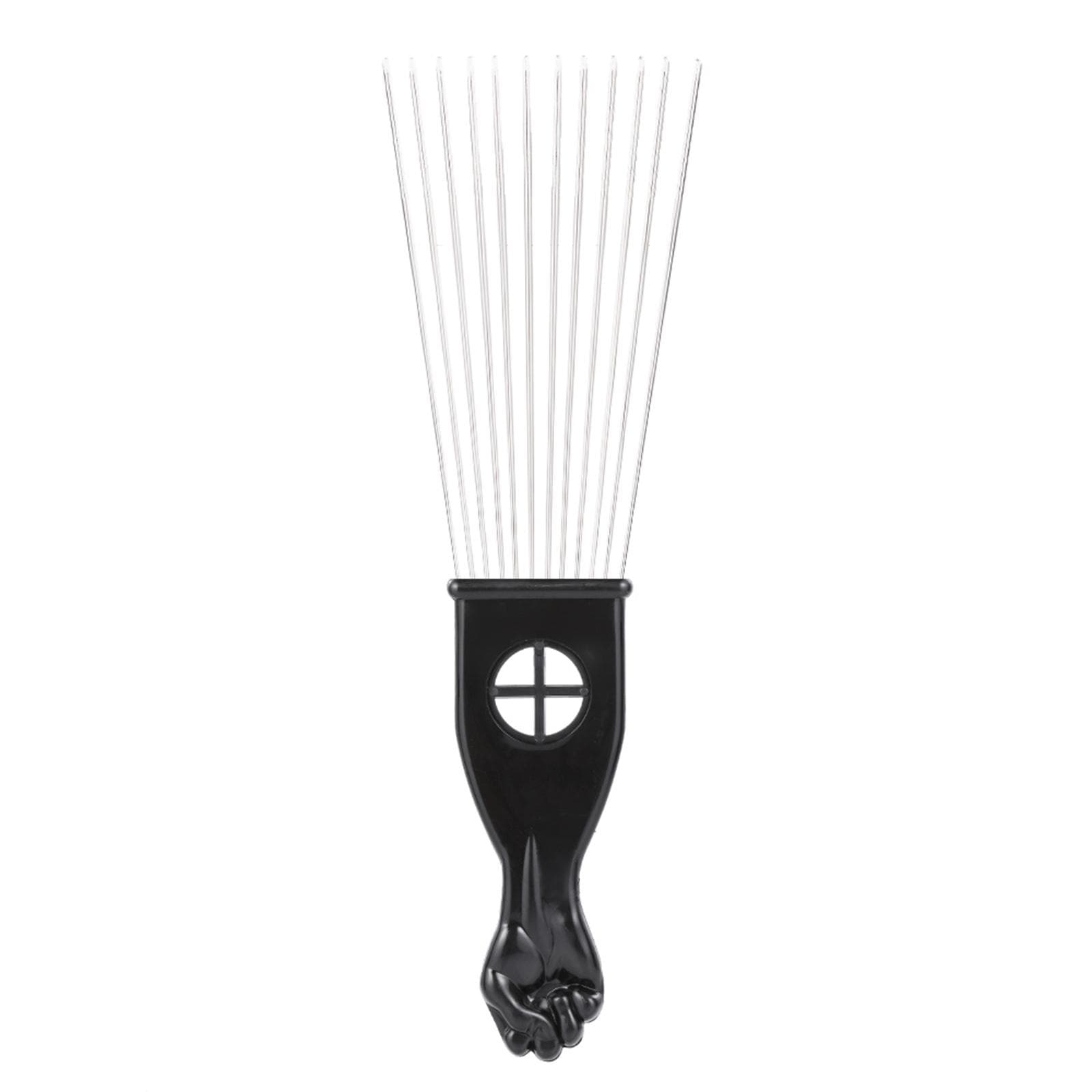 Pieptene metalic Afro Pieptene afro-american pentru alegere Perie de păr Instrument de coafură pentru coafură Pumnul negru negru