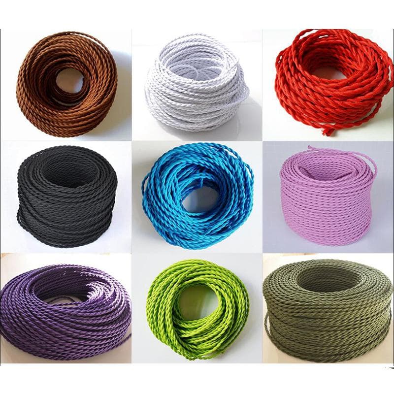 Sârmă electrică de cupru de 0,75 mm * 2 miezuri Cablu de țesătură răsucite de epocă țesut cu 2 cabluri Cablu textil Cablu lămpi de