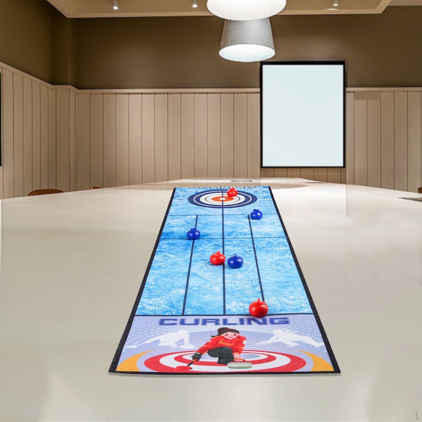 Joc de curling, jocuri de masă pentru adulți, copii și familii - saltea de 1,2 m x 2,2 m, distracție în interior