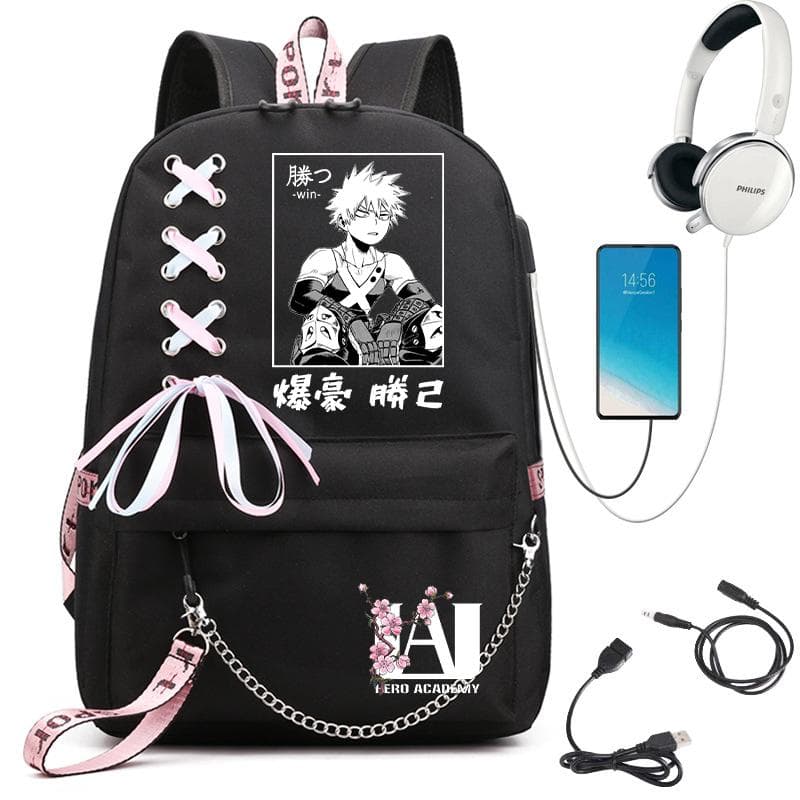 Rucsac Anime My Hero Academia pentru Femei Port USB Rucsac de Călătorie pentru Doamne Geantă de Umăr Katsuki Bakugo Anime Trend Rucsac pentru