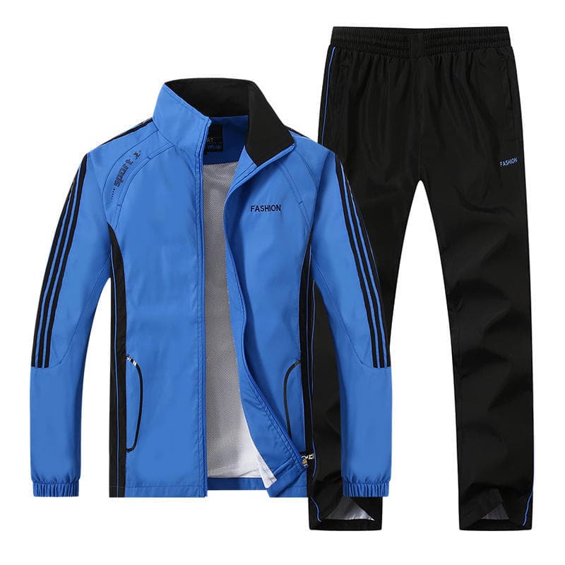 Trening din poliester marime Plus 5XL Bărbați Îmbrăcăminte sport Set Sport Bărbați Jachetă+Pantaloni 2BUC cm albastru