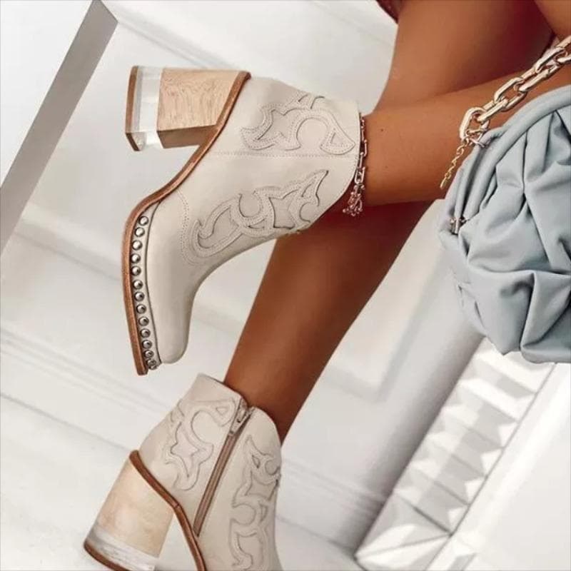 Modă Nouă Botine de Damă Pantofi de Piele pentru Femei Toc Mic Design Cool Brodat Botine Scurte Moi Petrecere Încălțăminte pentru Doamne cm