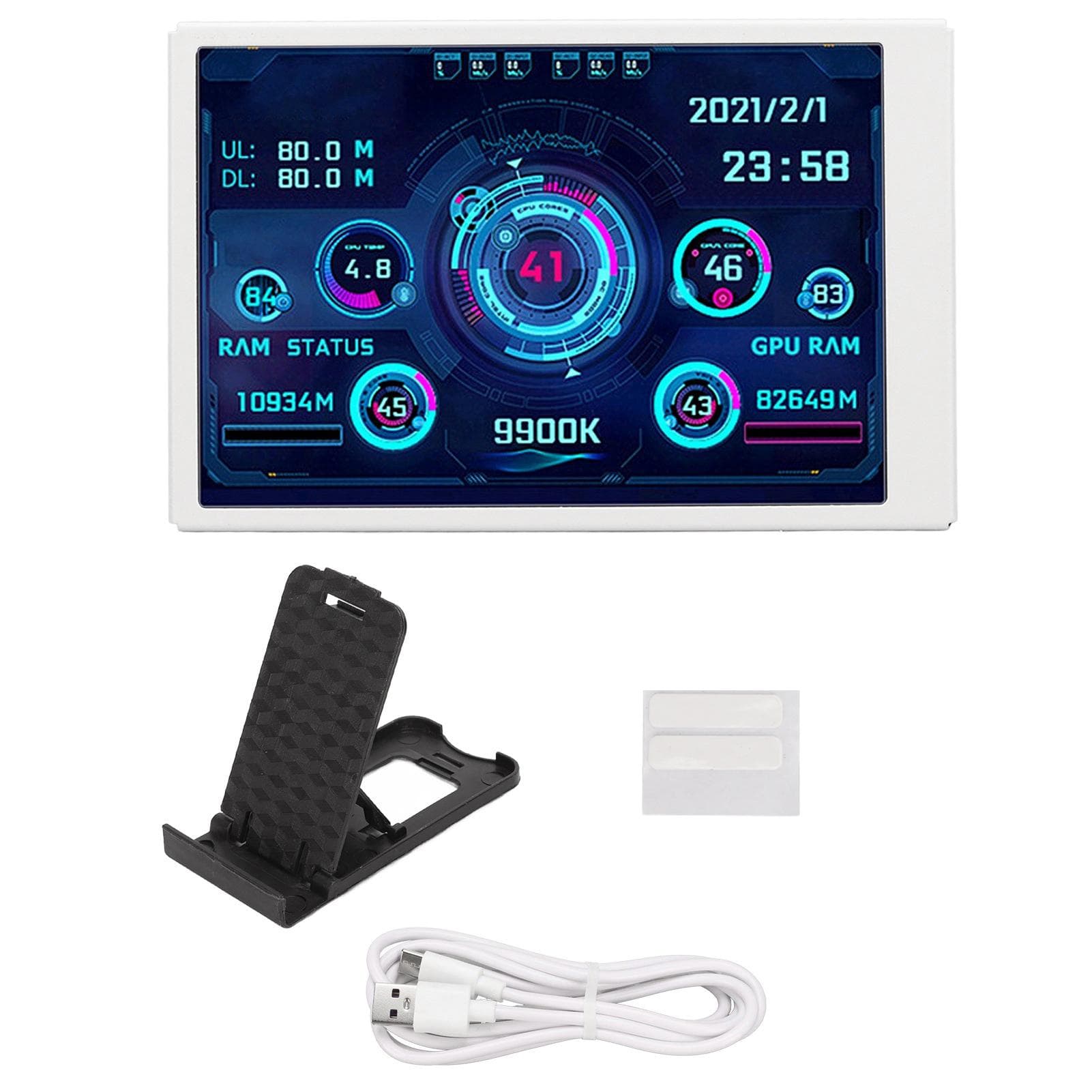 Monitor de temperatură a computerului de 3,5 inci Afișaj IPS Full View Ecran mic pentru AIDA64 PC CPU CPU RAM Hard Disk Date alb