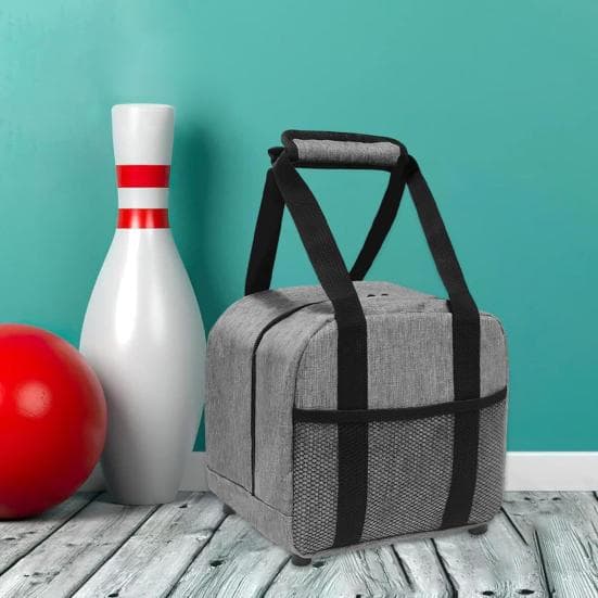 Geantă Portabilă pentru Minge de Bowling, Geantă Tote pentru o Singură Minge cu Suport Căptușit pentru Minge și Buzunar din Plasă, Husă Mică