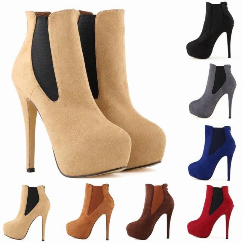 Marime mare 35-43 Cizme femei 14 cm Tocuri extrem de înalte Iarnă Toamnă Cizme scurte cu platformă Sexy Pantofi de petrecere negri ocazional cm