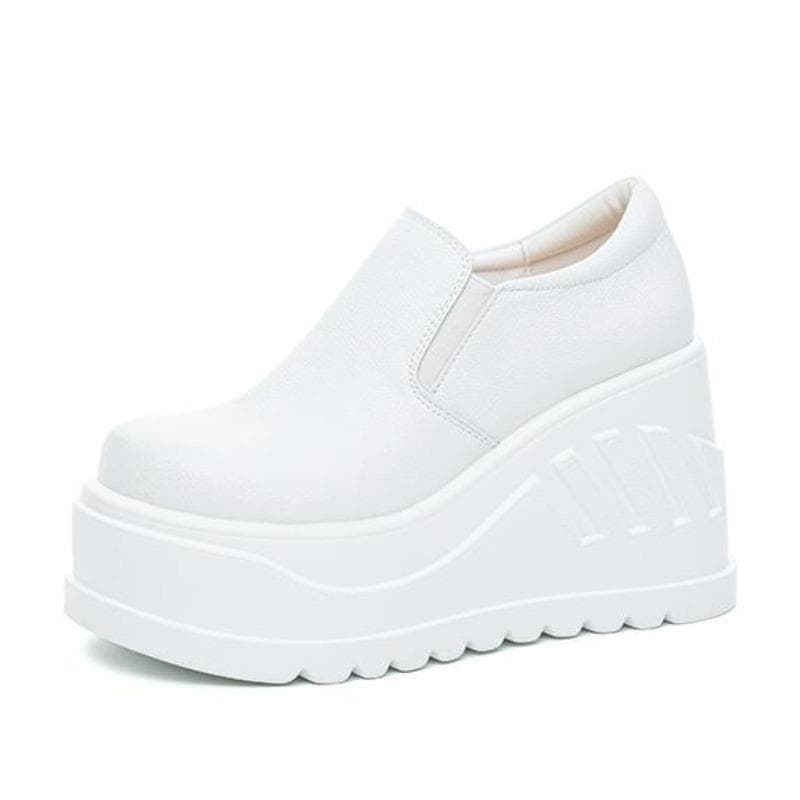 Adidași cu pană cu platformă înaltă de 10 cm NOU 2025 Piele naturală Pantofi groși pentru femei Adidași de vară respirabili albi Adidași de
