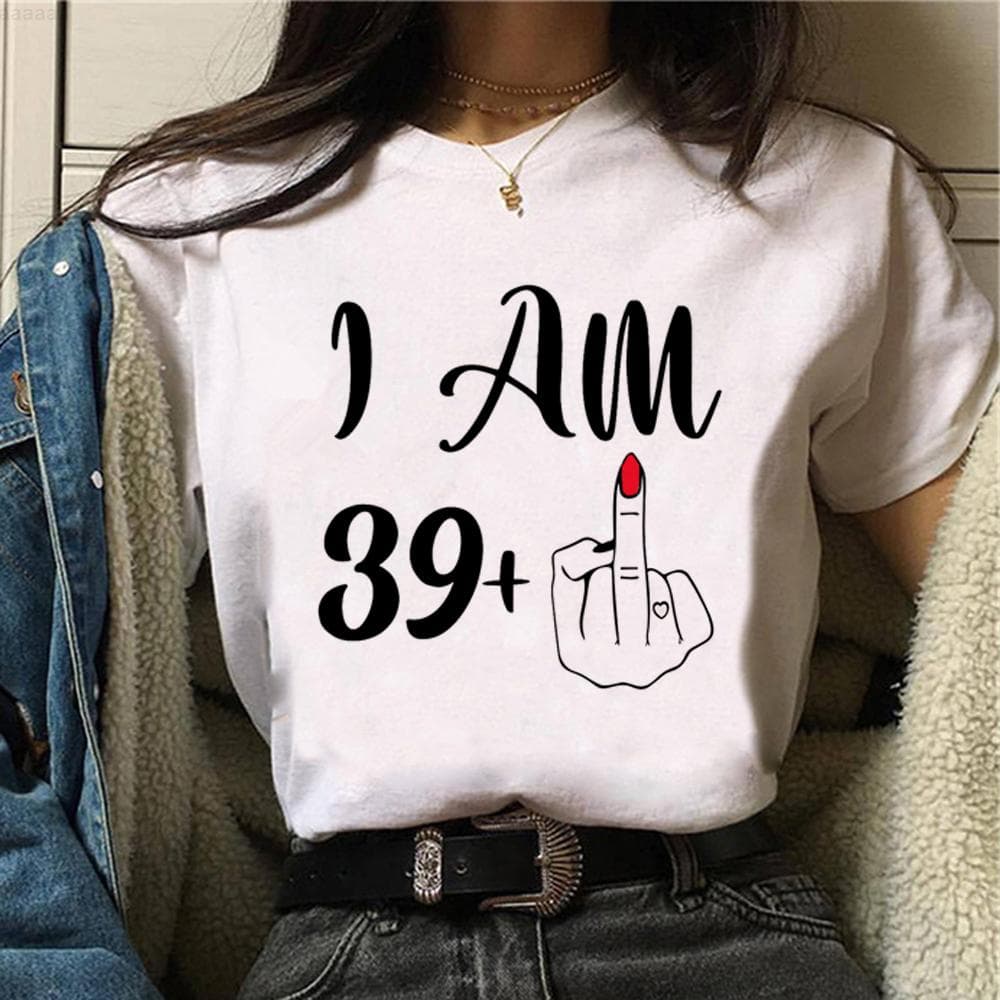 40 Ans 40 de ani de naștere tricouri imprimate pentru femei Streetwear Tricou amuzant pentru fete Tricou cu mânecă scurtă de vară Harajuku pentru