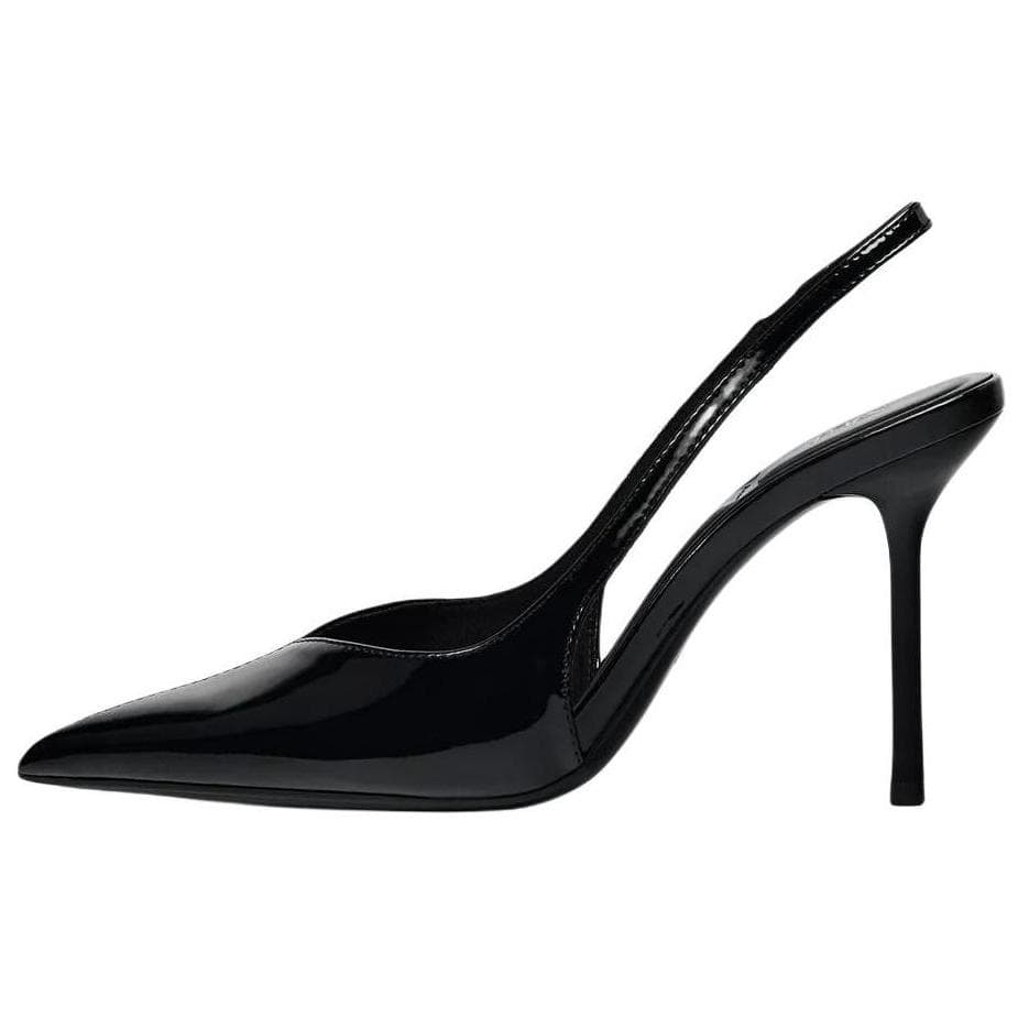 ZARA Pantofi Stiletto cu Toc Înalt 10cm cu Vârf Ascuțit din Piele Lăcuită Elegant Confortabil cu Spatele Decupat Femei pantofi cu toc înalt