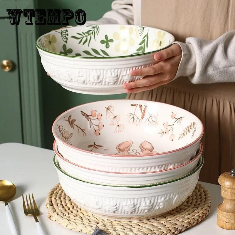 Bol mare din ceramică pentru supă, varză murată, pește chinezesc de uz casnic, castron mare, castron îngroșat tridimensional, castron pentru
