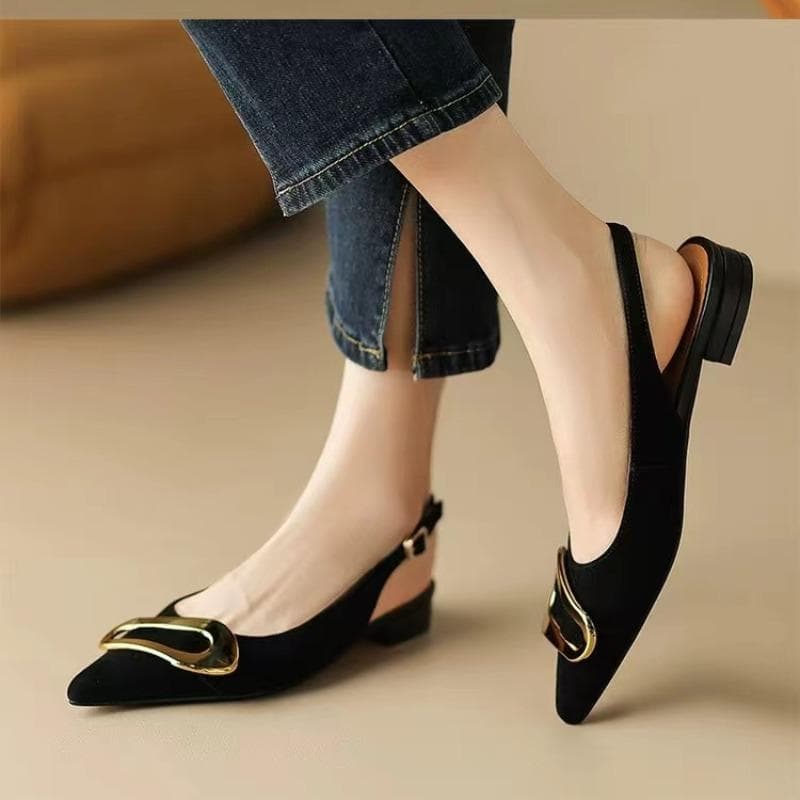 Pantofi de damă din piele întoarsă cu vârf ascuțit, sandale de modă, noi, slingback, papuci de casă de designer pentru rochie, șlapi casual,