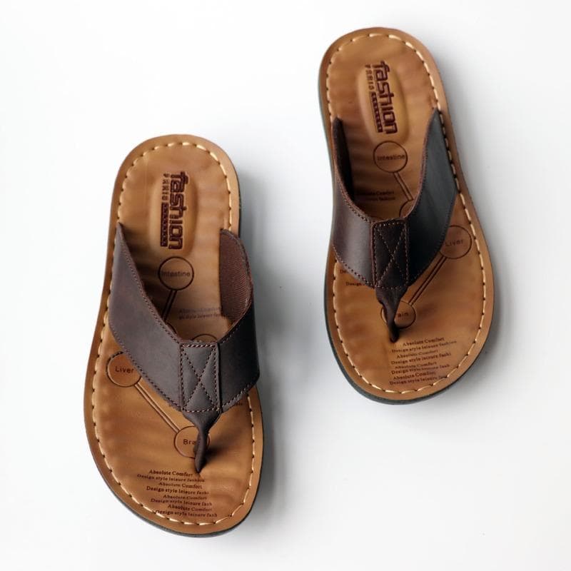Pantofi din piele Flip-flops pentru bărbați Pantofi pentru plajă în aer liber Papuci de casă ocazional plat Tendință, anti-alunecare, sandale