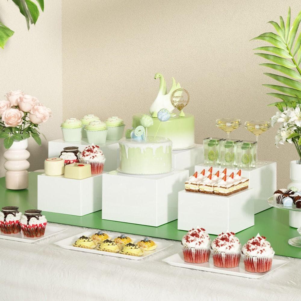 6pcs/set Acrylic Buffet Riser Square Space Saving Desktop Display Platform Table Display Stand