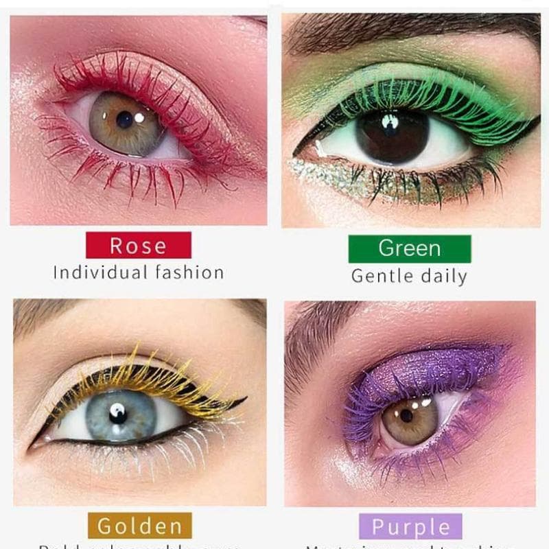 Rimel de culoare Impermeabil Uscarea rapidă a genelor Curling Alungire Machiaj Genele pentru ochi Albastru Verde Roșu Violet Roz Rimel cu cerneală