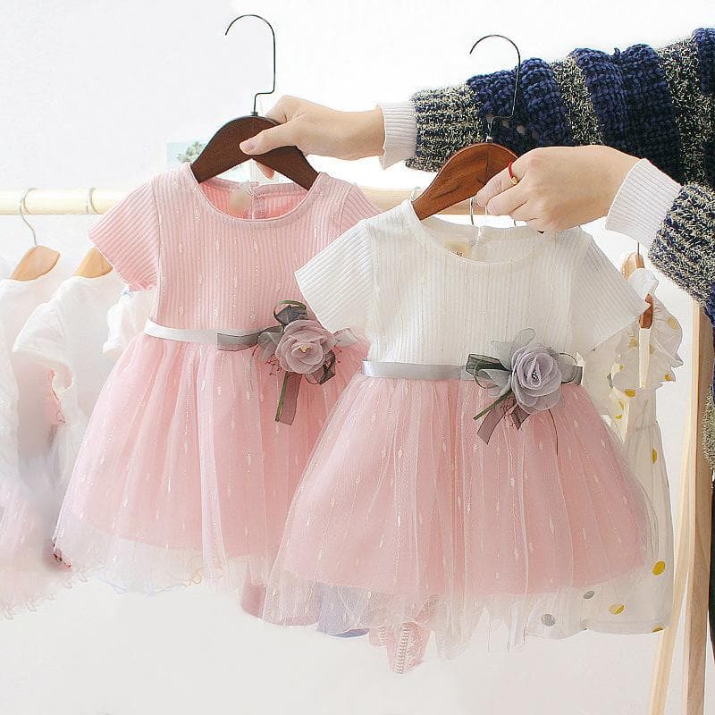 Rochie pentru fete din bumbac, cu maneca scurta, dulce de printesa cm roz