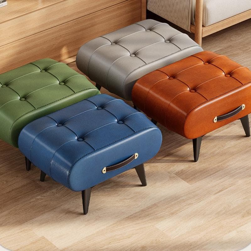 Taburet pliabil pentru picioare Piele PU extra groasă și spumă de înaltă densitate, Otoman portabil pentru living/dormitor/birou, Bază