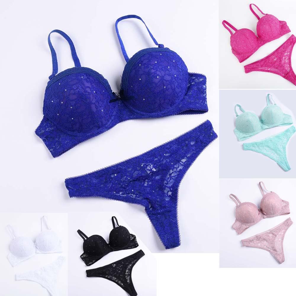Sexy Thong Lady Push Up Sutien Dantela Bralette Lenjerie Intima Chilote Set Intime Femei Sutien Slip Set cm verde
