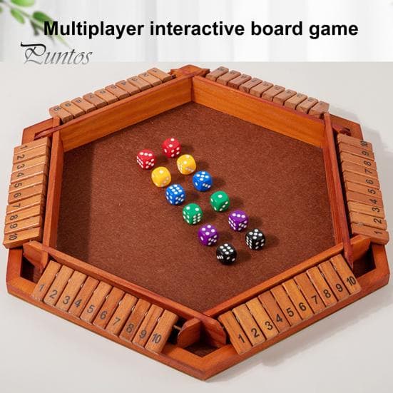 Shut The Box Joc de masă Educativ în 6 direcții, zaruri, numere de matematică, joc de strategie 6 jucători, copii, adulți, petrecere de noapte
