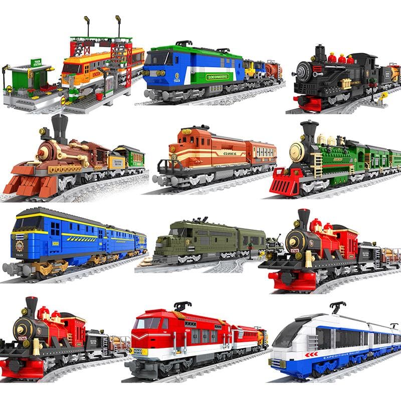 Set de trenuri de oraș Vehicul cu glonț cu abur Gara de marfă Model Blocuri de construcție șine de cărămidă șină fără seturi de motor