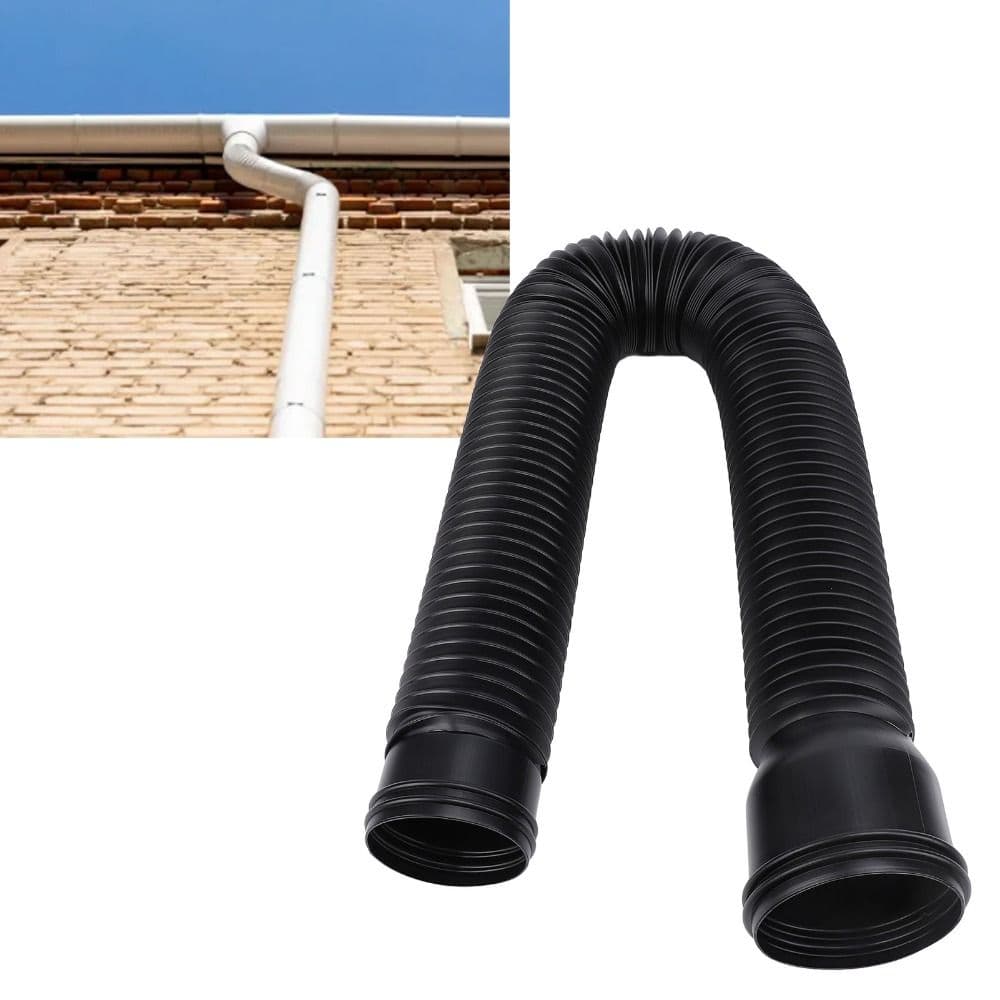 Prelungire Jgheab Pluvial PE, Conductă de Scurgere Rotundă, Divertor Rotund, Extensibil, Extensor Scurgere Apă, Exterior negru