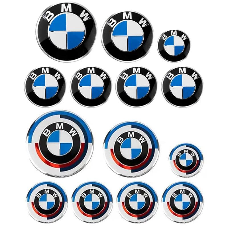 Set 7 buc Embleme BMW 82mm 74mm 45mm 56mm 68mm Logo Capotă Față Mașină Insignă Portbagaj Spate Capace Centrale Roți Autocolant Volan