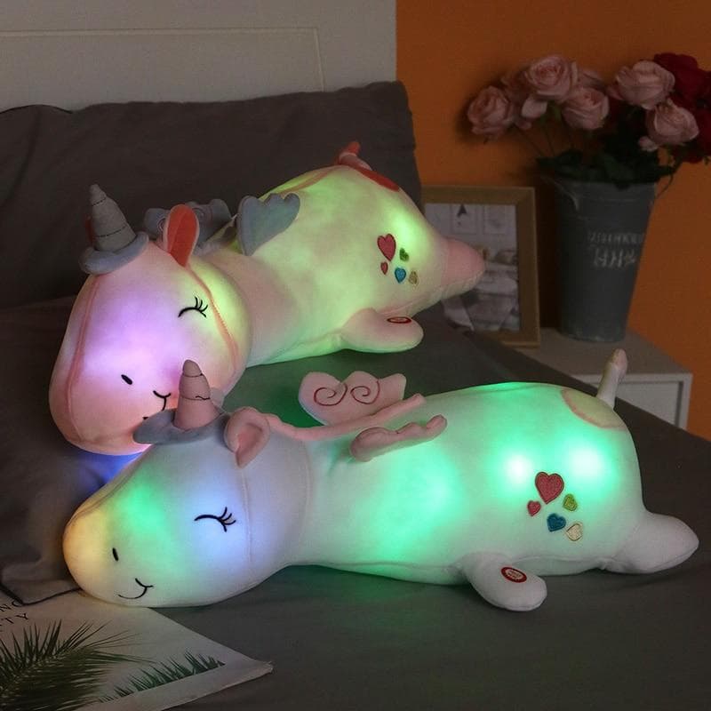 60cm Drăguț Păpușă Unicorn Led Super Moale Jucărie de Plus Pat Pernă Lungă Păpușă de dormit Papusa Fată mare Cadou de înaltă calitate