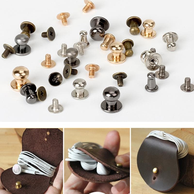 10 seturi Accesorii din pânză cu cap rotund Șuruburi Nituri din alamă Accesorii pentru pungi Materiale pentru bricolaj Șuruburi 10 buc. bronz