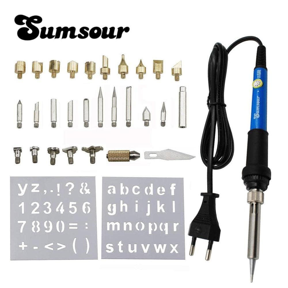 Set de pix pentru sculptură în lemn pentru pirografie 60W 80W Fier de lipit cu temperatură reglabilă pentru sudare Set de reparații pentru ardere