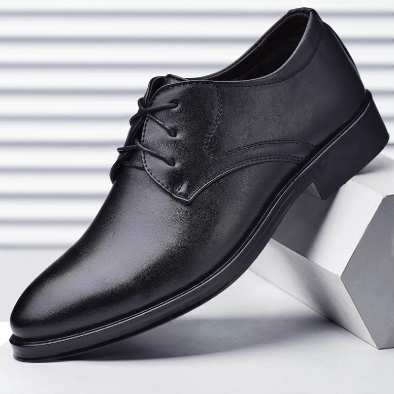 Pantofi de piele noi preferați 2021 pentru bărbați, pantofi de afaceri, pantofi pentru bărbați cu șireturi, pantofi casual versatili cm negru
